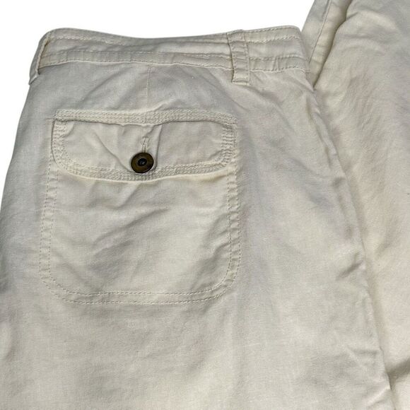 Norma Kamali  straw (cream) linen blend button fly pants size M - Picture 7 of 15